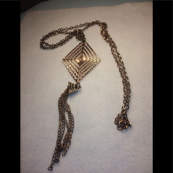 Long Gold Necklace With Tassel Chain - Picture 1 of 2